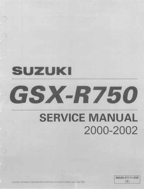 Product picture 2000-2002 Suzuki GSXR 750 service manual